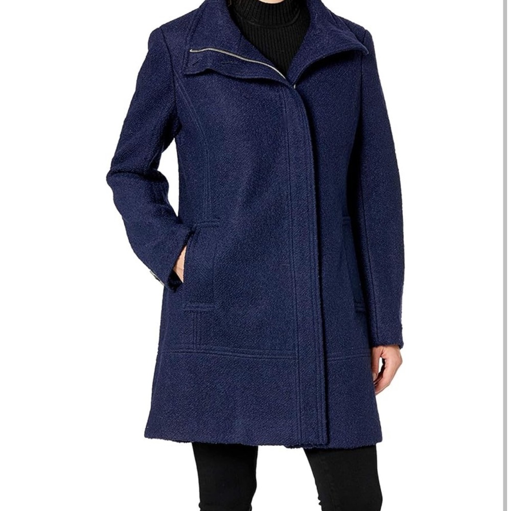 Calvin Klein Asymmetrical Boucle Wool Coat